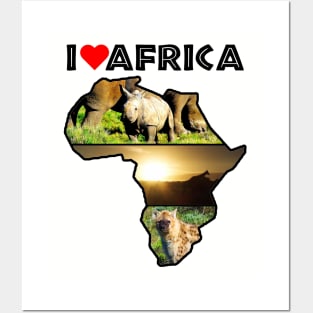 I Love Africa Wildlife Collage Map Posters and Art